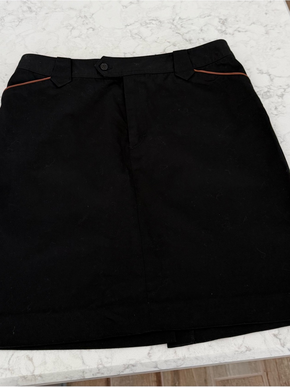 Lauren Jeans Co. Ralph Lauren Black knee length Skirt featuring leather details